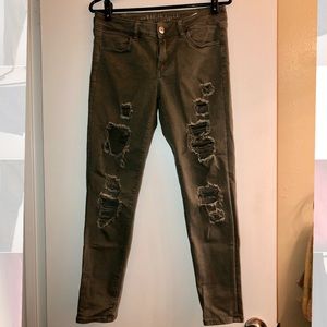 American Eagle distressed olive pant